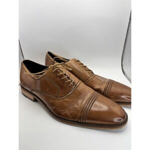 Men's Stacy Adams Bingham Cap Toe Oxfords Shoes SIZE 10.5 M Tan‎ Dress Formal